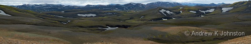 0811_7D_7455-59 Panorama Medium.jpg - Panorama from hill near Hrafntinnursker, Iceland, showing multiple ice caps and glaciers